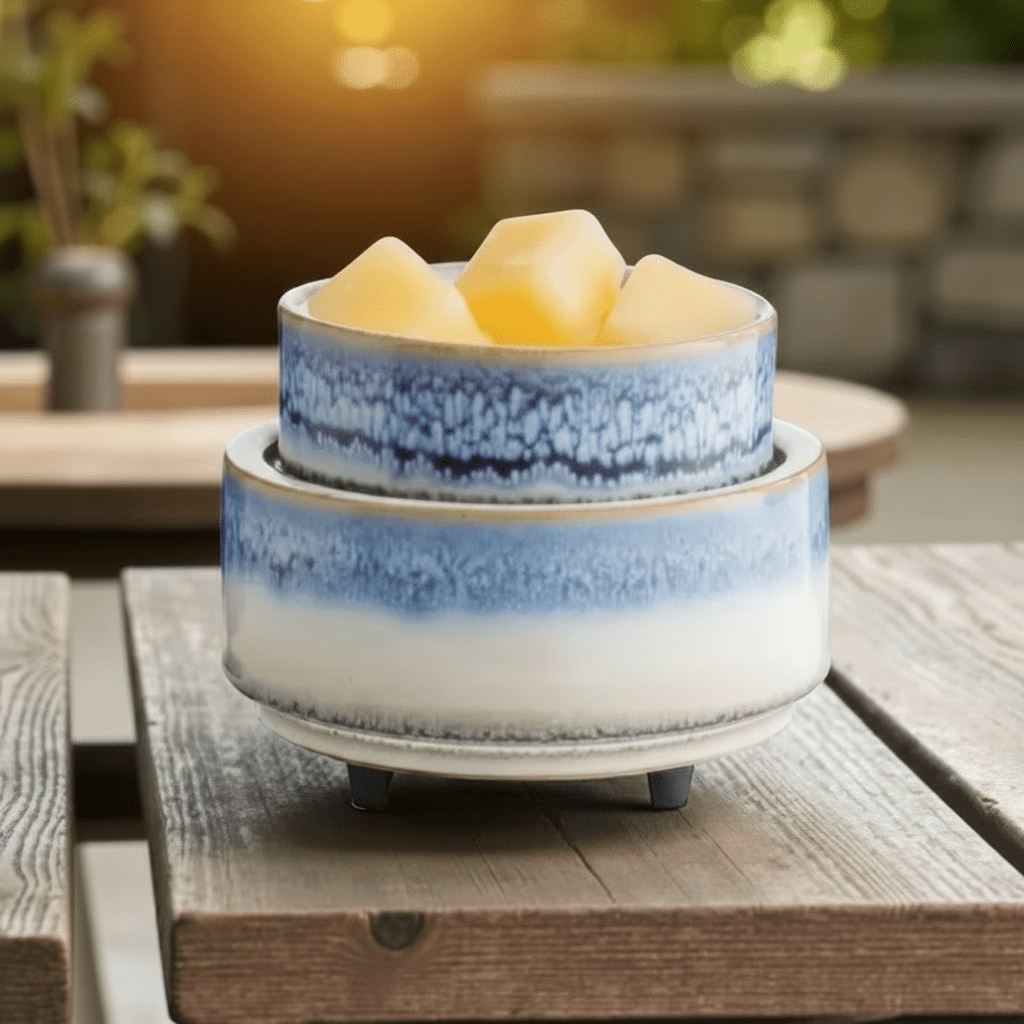 HORIZON 2 - i - 1 Duftlampe – Creme/Blå - Eliora ApS