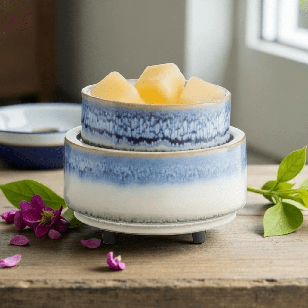 HORIZON 2 - i - 1 Duftlampe – Creme/Blå - Eliora ApS