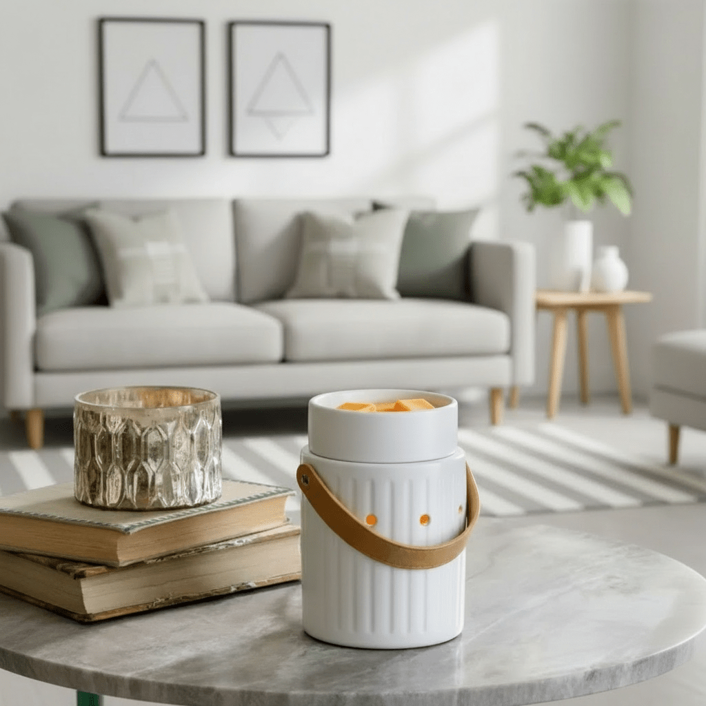 LEATHER HANDLE Duftlampe – Hvid, Elektrisk - Eliora ApS