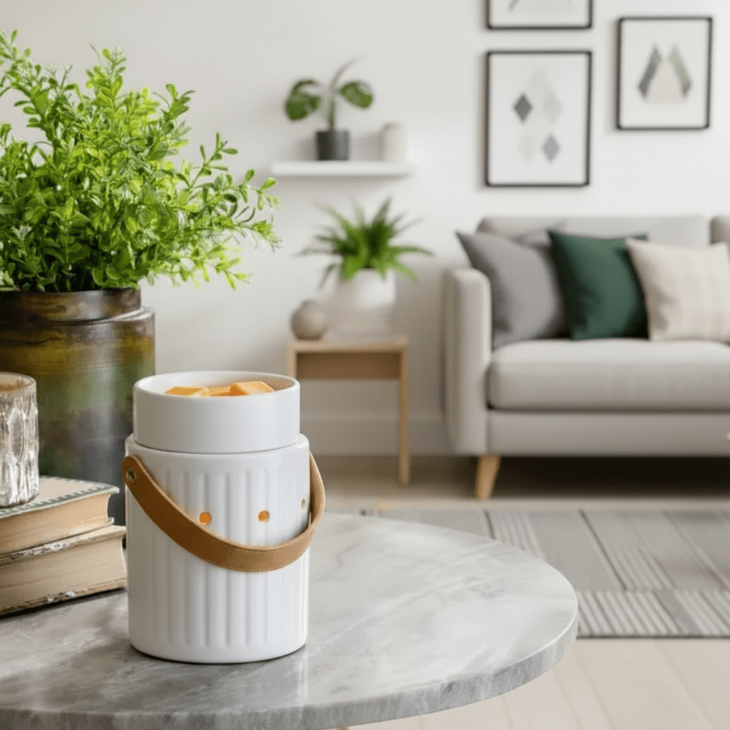 LEATHER HANDLE Duftlampe – Hvid, Elektrisk - Eliora ApS