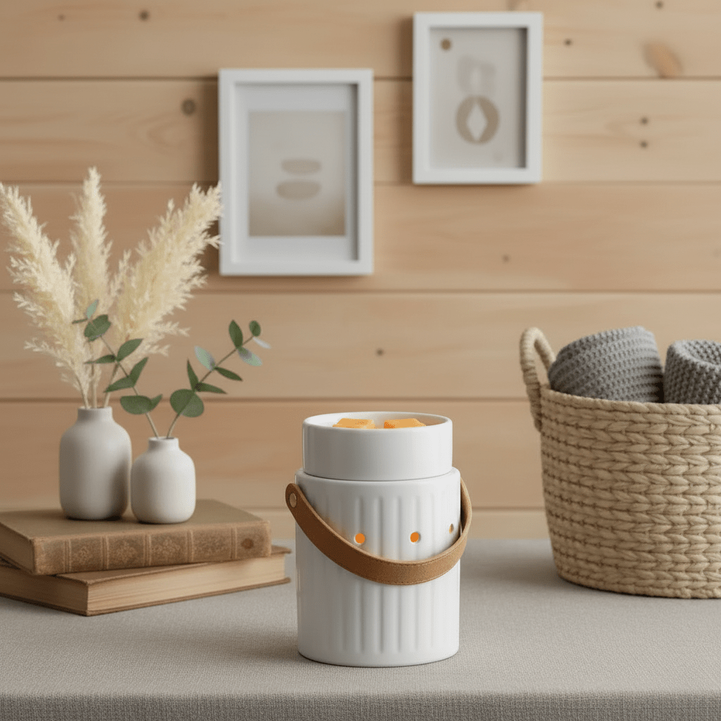 LEATHER HANDLE Duftlampe – Hvid, Elektrisk - Eliora ApS