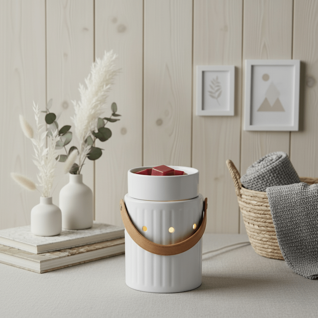 LEATHER HANDLE Duftlampe – Hvid, Elektrisk - Eliora ApS